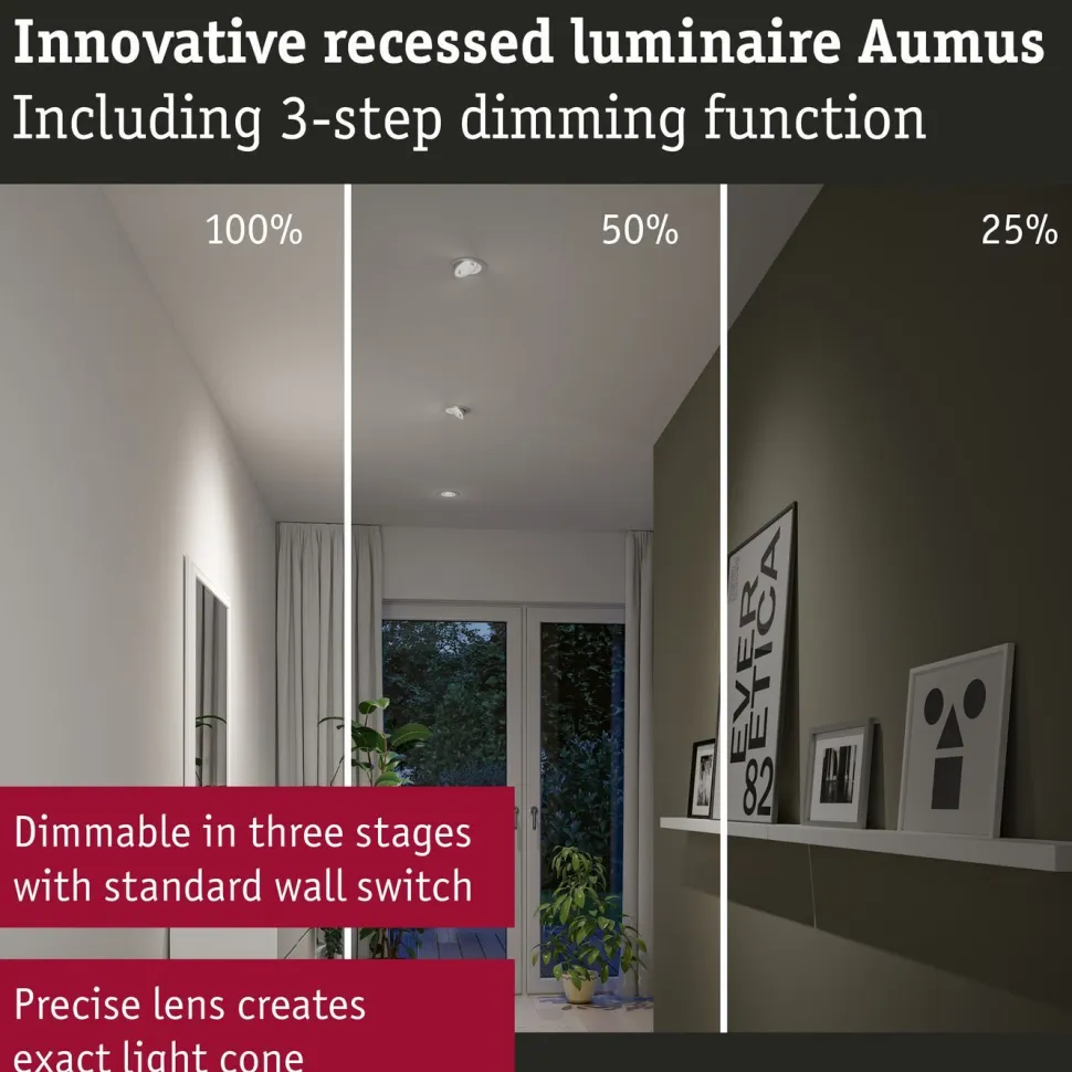 LED-alasvalo Paulmann Aumus Ø105mm upotettava 90° 5W 700lm himmennettävä 2700-6500K