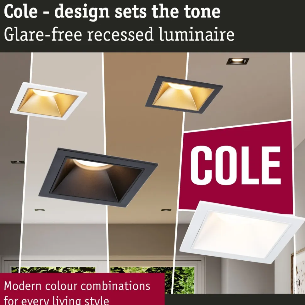 LED-alasvalo Paulmann Cole IP44 88x88mm 6W 470lm himmennettävä