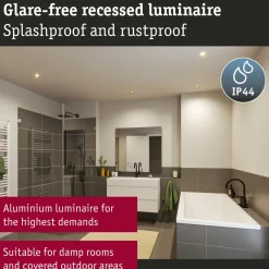 LED-alasvalo Paulmann Cole IP44 88x88mm 6W 470lm himmennettävä