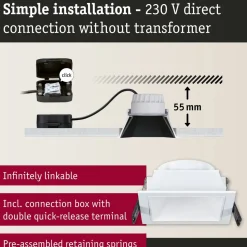 LED-alasvalo Paulmann Cole IP44 88x88mm 6W 470lm himmennettävä