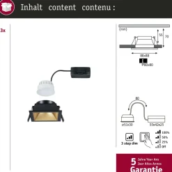 LED-alasvalo Paulmann Cole IP44 88x88mm 6W 470lm himmennettävä