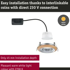 LED-alasvalo Paulmann Lanati Ø84mm upotettava 30° 6W 470lm 2700K