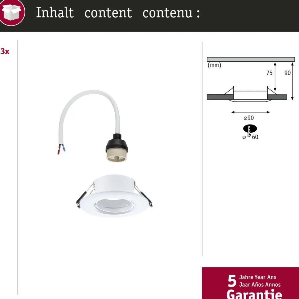 LED-alasvalo Paulmann Ø90mm GU10 max. 10W upotettava musta, 3kpl/pkt