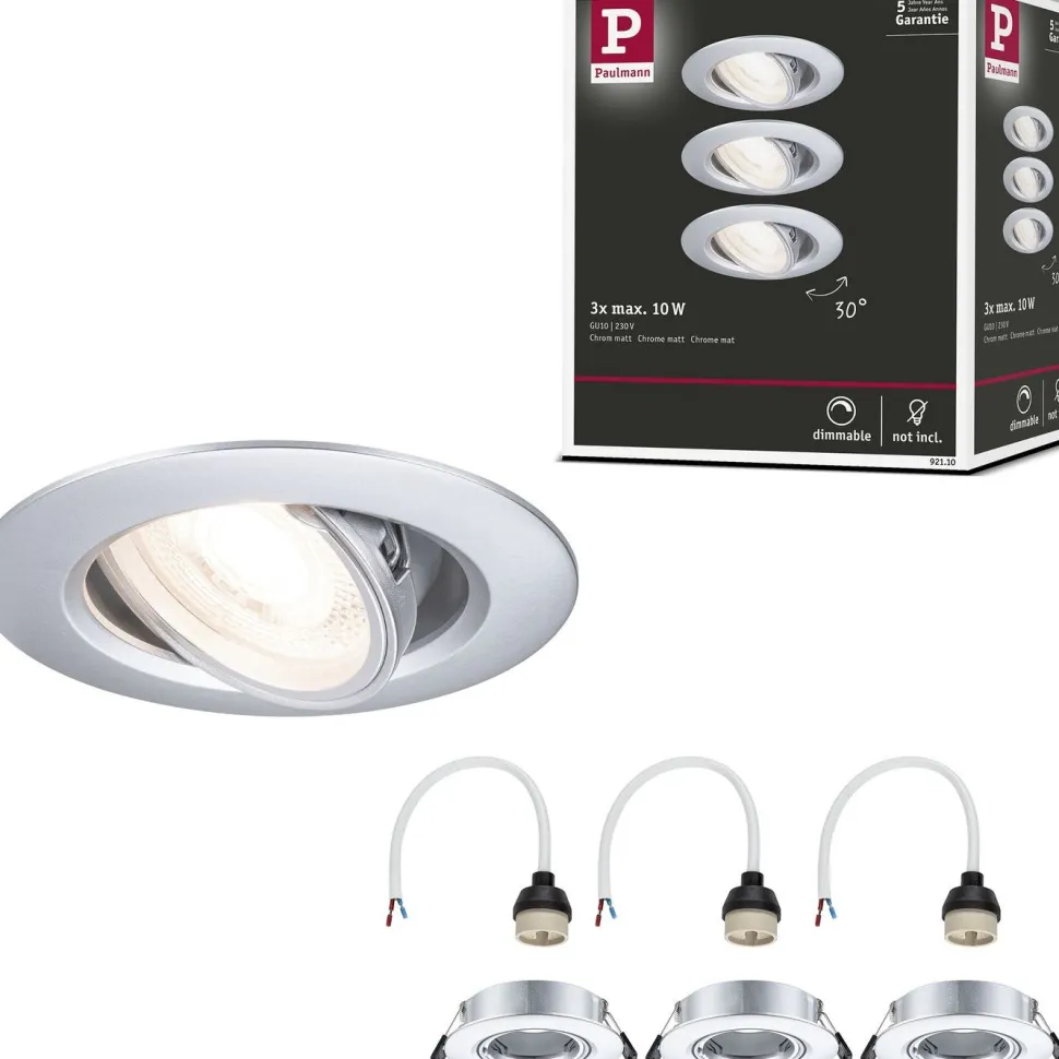 LED-alasvalo Paulmann Ø90mm kääntyvä 30° GU10 max. 10W upotettava, eri vaihtoehtoja