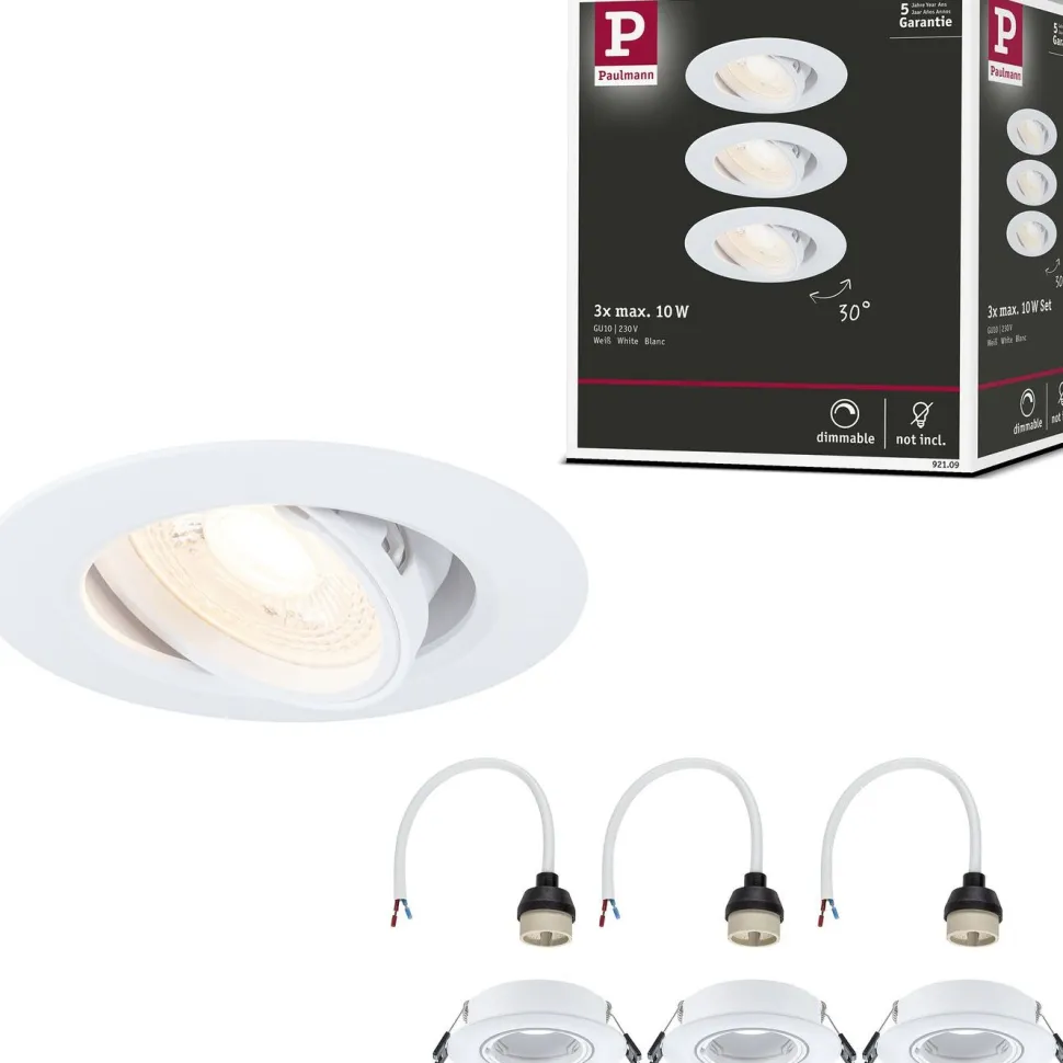 LED-alasvalo Paulmann Ø90mm kääntyvä 30° GU10 max. 10W upotettava, eri vaihtoehtoja