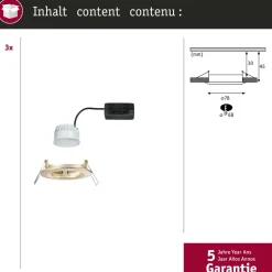 LED-alasvalo Paulmann Nova Coin Basic IP44 Ø78mm 6W 470lm 2700K upotettava mattakulta 3kpl/pkt