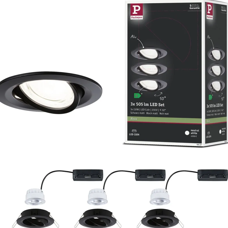 LED-alasvalo Paulmann Nova Coin Ø84mm 50° 2.8W 505lm 4000K upotettava