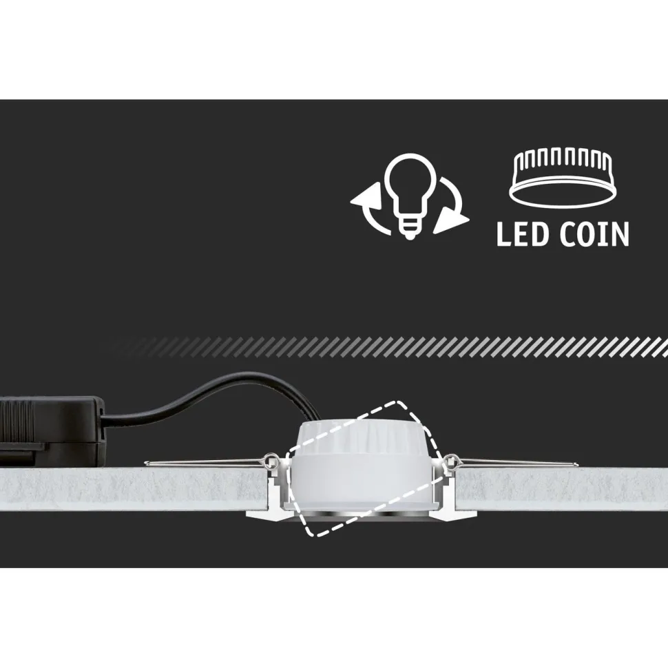LED-alasvalo Paulmann Nova Coin Ø84mm 50° 6W 470lm 2700K upotettava mattakulta 3kpl/pkt