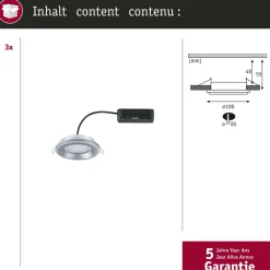 LED-alasvalo Paulmann Sormus IP65 Ø100mm 4.8/1.5W 560lm/180lm 3000K upotettava