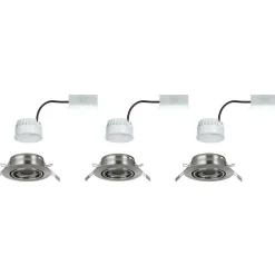 LED-Alasvalosetti Paulmann Coin 3-osainen suunnattava himmennettävä 3000K harjattu teräs
