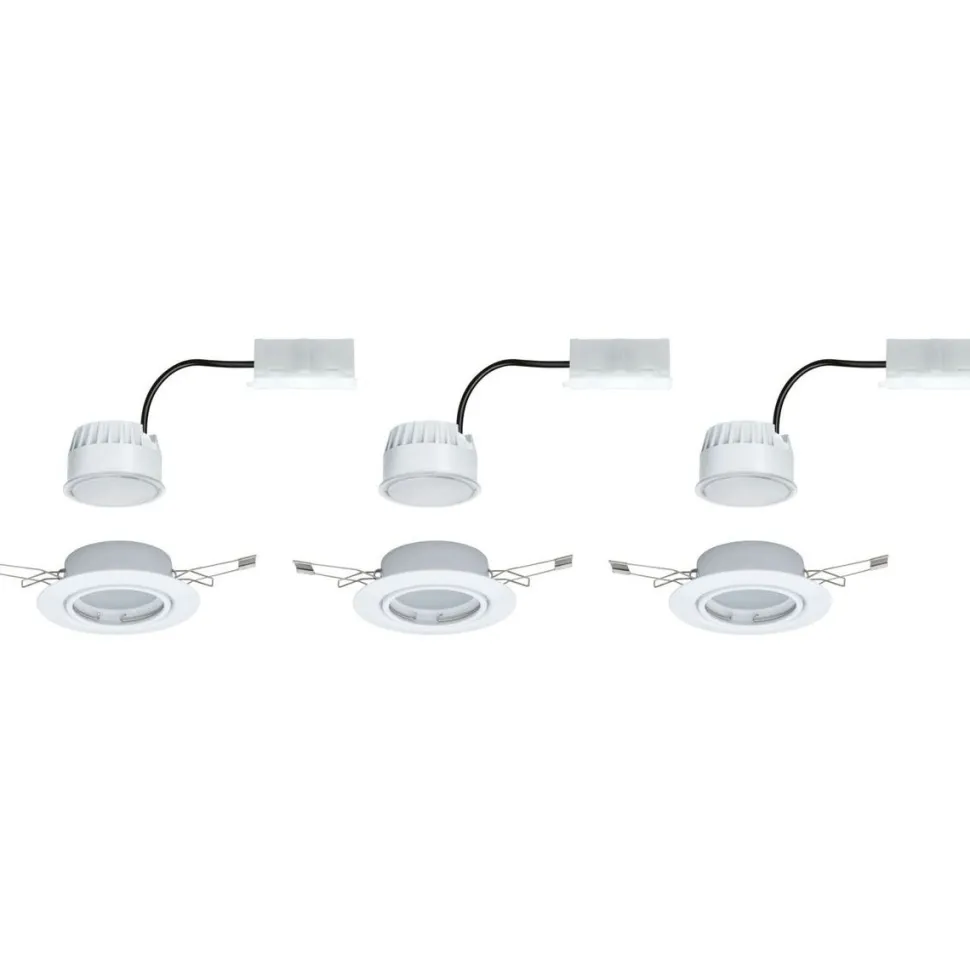 LED-Alasvalosetti Paulmann Coin 3-osainen suunnattava himmennettävä 3000K harjattu teräs