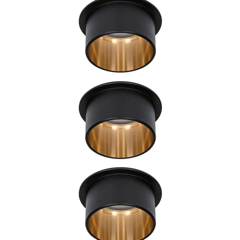 LED-Alasvalosetti Paulmann Gil 3-osainen himmennettävä IP44 2700K mattamusta/kulta