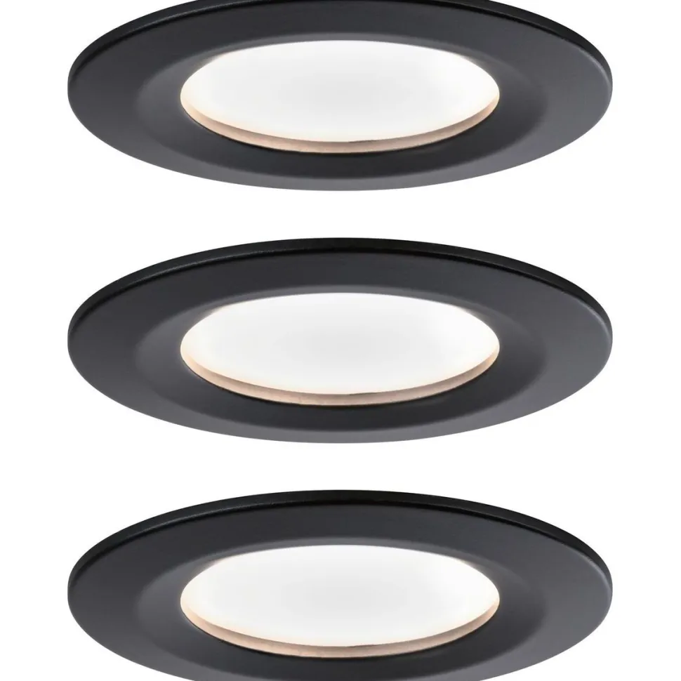 LED-Alasvalosetti Paulmann Nova 3-osainen himmennettävä IP44 2700K mattamusta