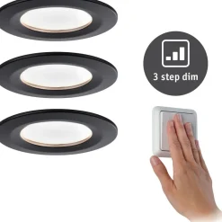 LED-Alasvalosetti Paulmann Nova 3-osainen himmennettävä IP44 2700K mattamusta