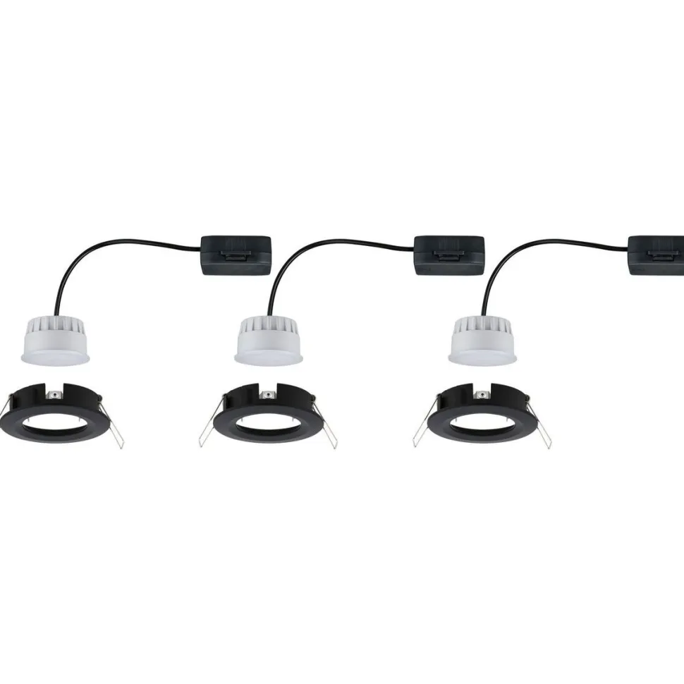 LED-Alasvalosetti Paulmann Nova 3-osainen himmennettävä IP44 2700K mattamusta