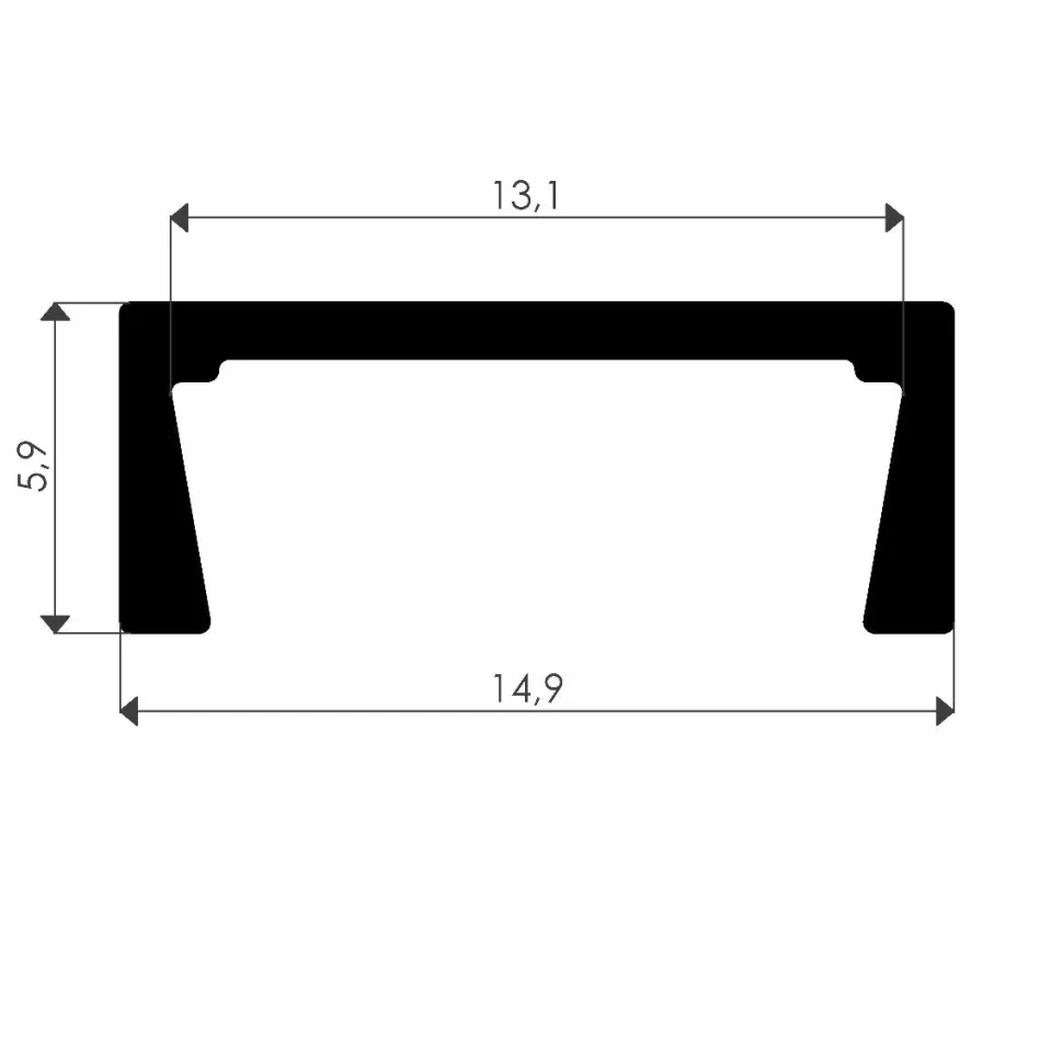 LED-asennuslista FTLIGHT Slim läpikuultava kansi 2000x15x6 mm alumiini