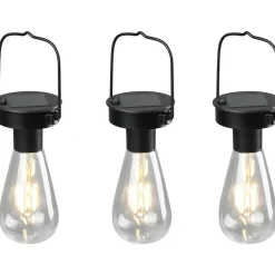 LED-aurinkokennovalaisin Trio Campus 3 kpl mattamusta hämärätunnistin