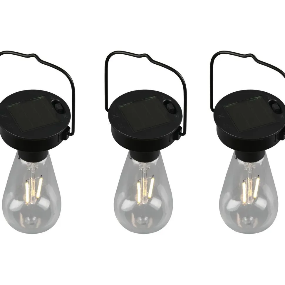 LED-aurinkokennovalaisin Trio Campus 3 kpl mattamusta hämärätunnistin
