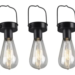 LED-aurinkokennovalaisin Trio Campus 3 kpl mattamusta hämärätunnistin