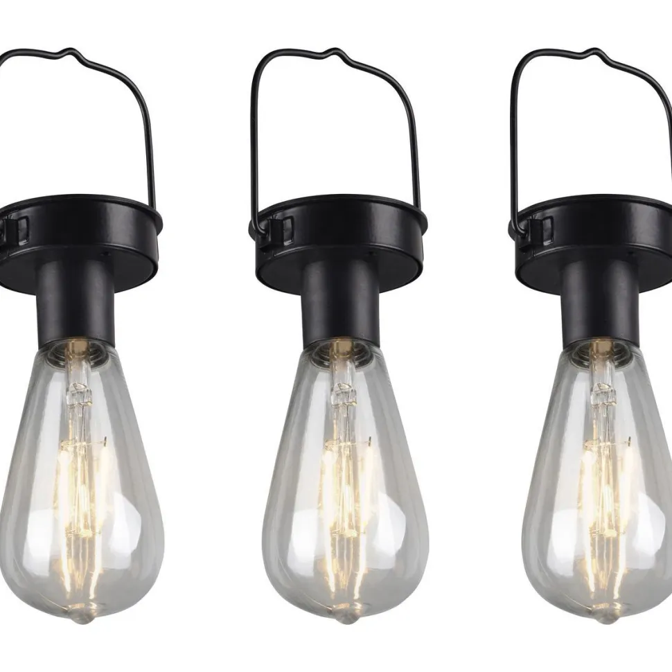 LED-aurinkokennovalaisin Trio Campus 3 kpl mattamusta hämärätunnistin