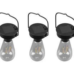 LED-aurinkokennovalaisin Trio Campus 3 kpl mattamusta hämärätunnistin