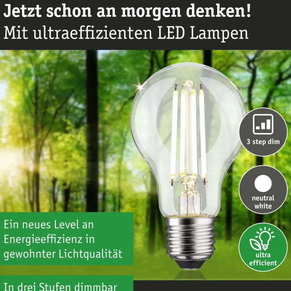 LED-filamenttilamppu Paulmann Eco-Line Pear, 230V, E27, 806lm, 4.3W, 4000K, himmennettävä, kirkas