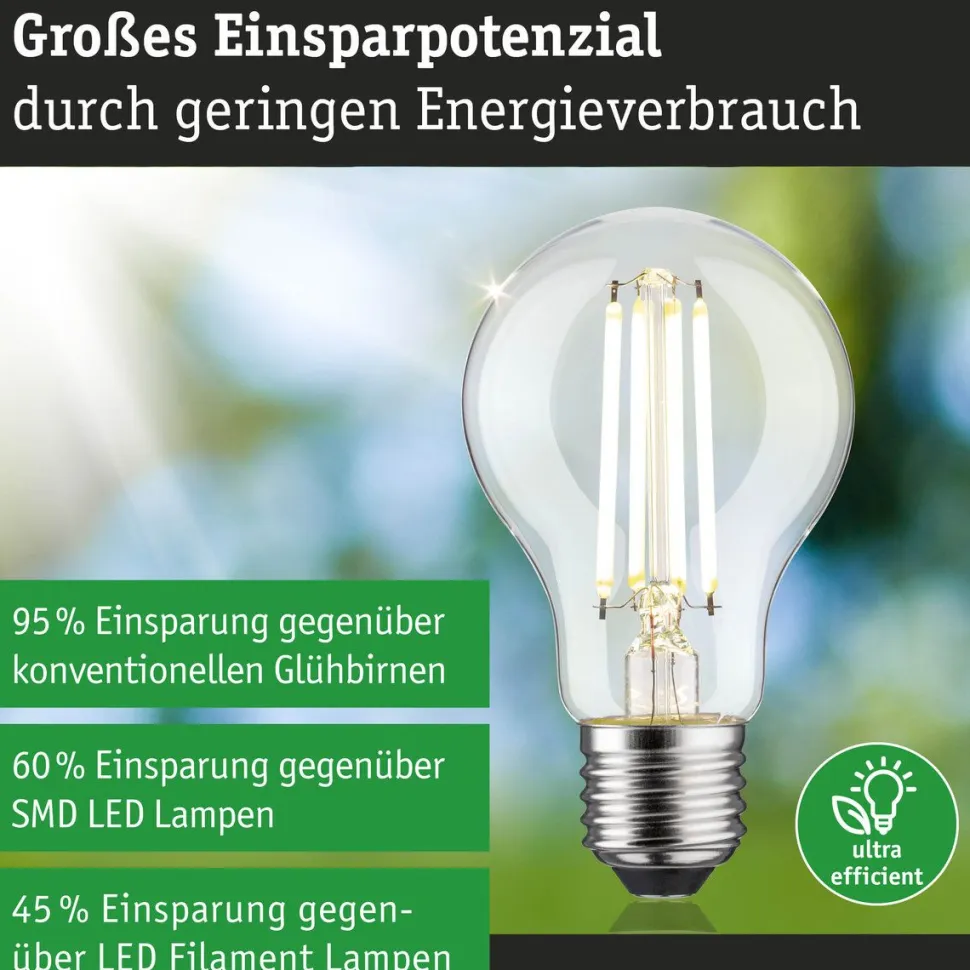 LED-filamenttilamppu Paulmann Eco-Line Pear, 230V, E27, 806lm, 4.3W, 4000K, himmennettävä, kirkas