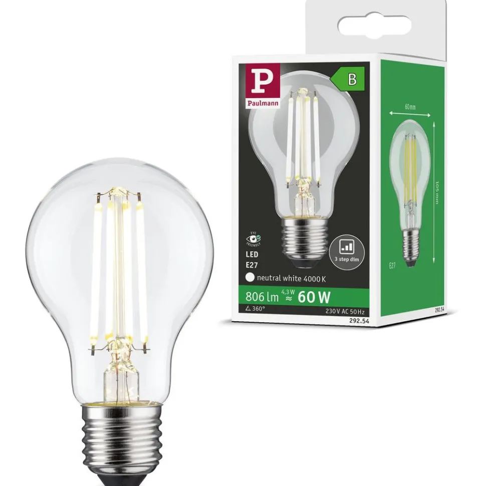LED-filamenttilamppu Paulmann Eco-Line Pear, 230V, E27, 806lm, 4.3W, 4000K, himmennettävä, kirkas