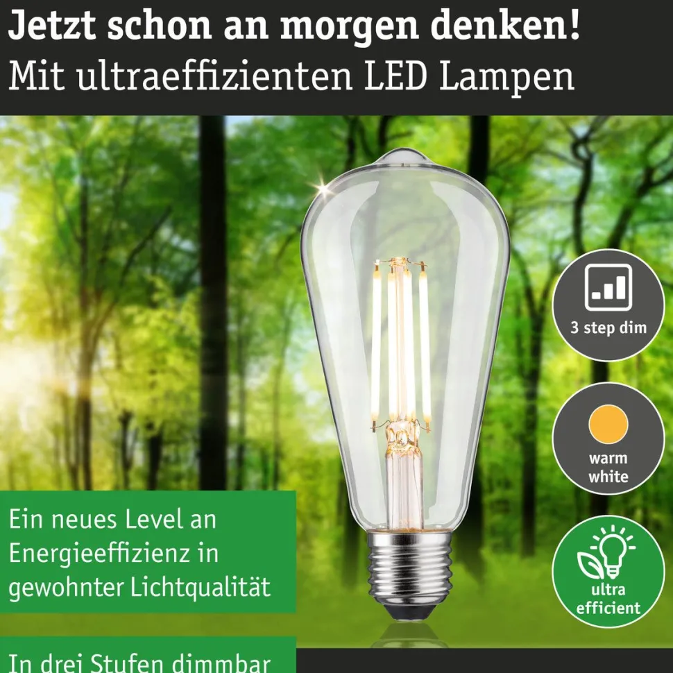 LED-filamenttilamppu Paulmann Eco-Line Corn, 230V, ST64, E27, 806lm, 4.3W, 3000K, himmennettävä, kirkas