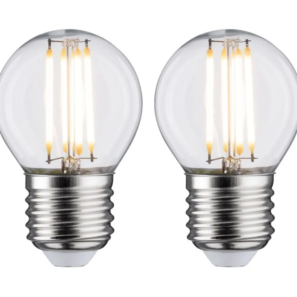 LED-filamenttilamppu Paulmann Drop, E27, 470lm, 5W, 2700K, kirkas, 2kpl