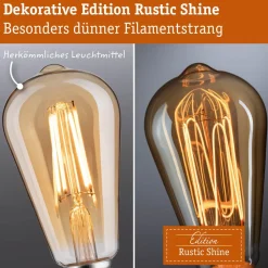 LED-filamenttilamppu Paulmann Rustic Shine Corn, I-muoto, 230V, 300lm, 4.2W, 1800K, himmennettä, kulta