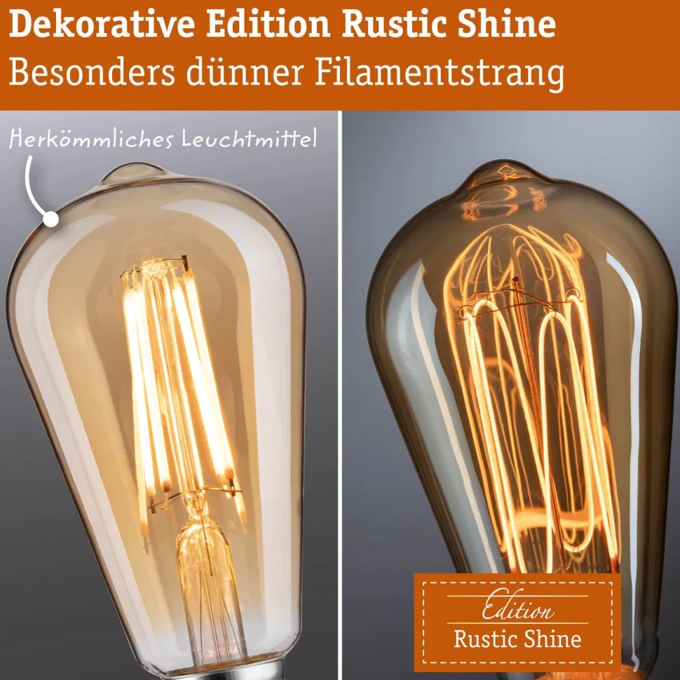 LED-filamenttilamppu Paulmann Rustic Shine Corn, I-muoto, 230V, 300lm, 4.2W, 1800K, himmennettä, kulta