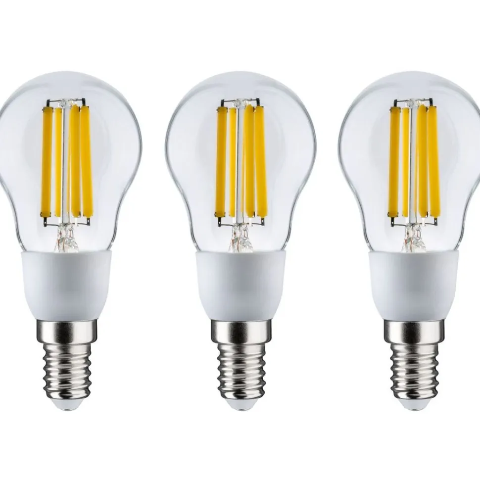 LED-filamenttilamppu Paulmann Eco-Line Drop, E14, 100mm, 525lm, 2.5W, 3000K, kirkas, 3kpl