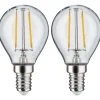 LED-filamenttilamppu Paulmann Drop, E14, 250lm, 2.7W, 2700K, kirkas, 2kpl