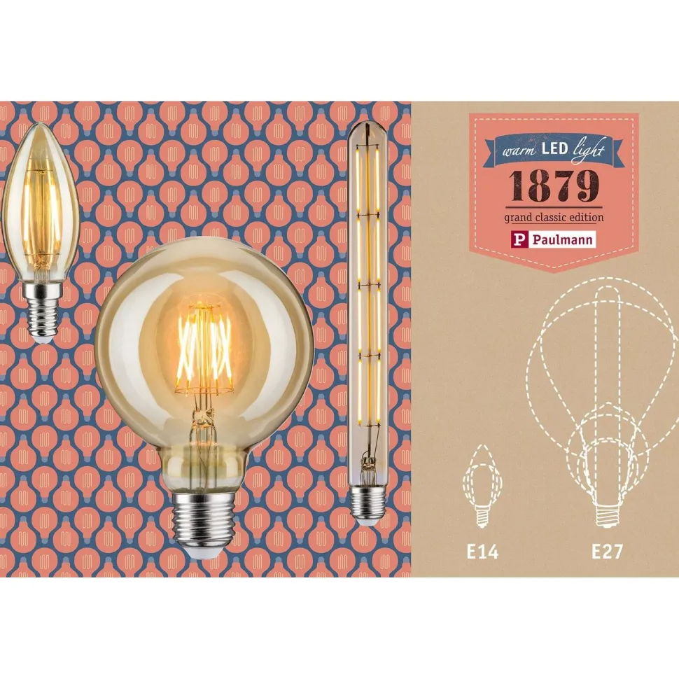 LED-filamenttilamppu Paulmann Globe, G125, E27, 170lm, 2.7W, 1700K, kulta