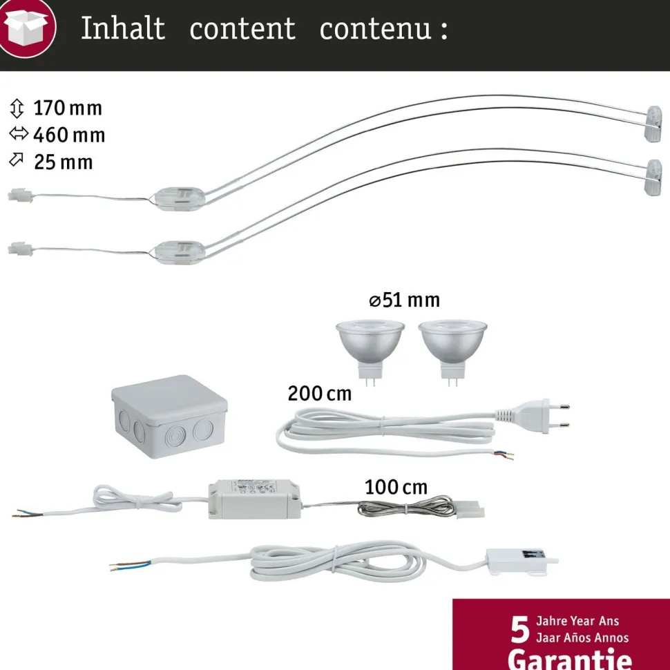 LED-hyllyvalaisin Paulmann Galeria LED Assistent II, GU5.3, 2700K, 2x230lm, 2x4W, kromi