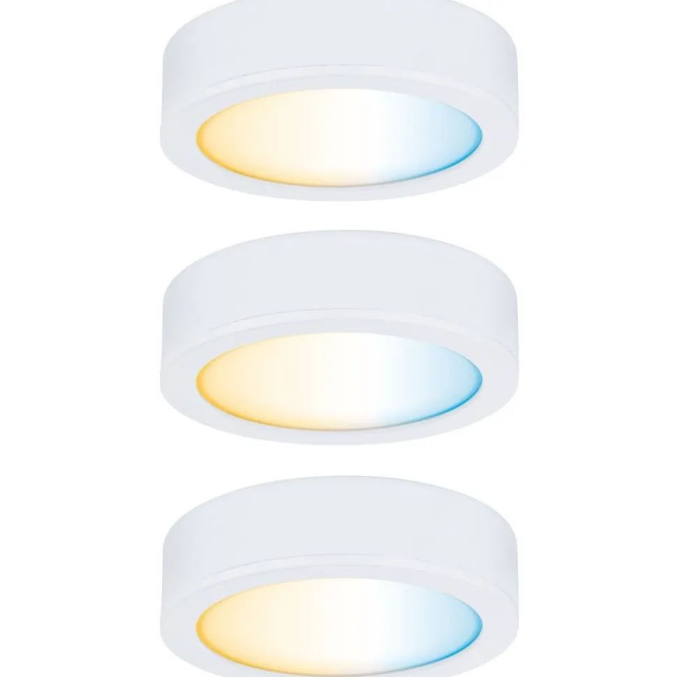 LED-kalustevalaisin Paulmann Clever Connect Disc, 3kpl, säädettävä värilämpötila, mattavalkoinen