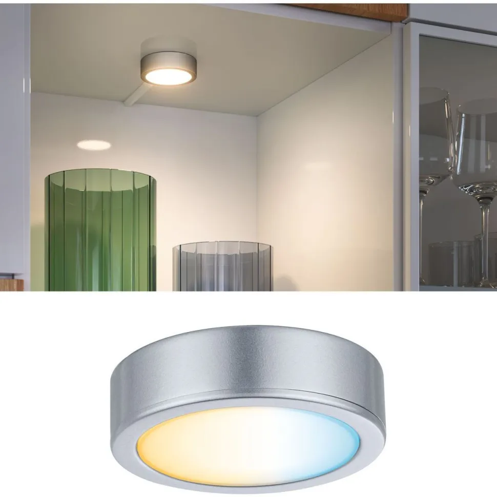 LED-kalustevalaisin Paulmann Clever Connect Disc, 2.1W, säädettävä värilämpötila, mattakromi