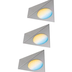 LED-kalustevalaisin Paulmann Clever Connect Trigo, 3kpl, säädettävä värilämpötila, harjattu nikkeli