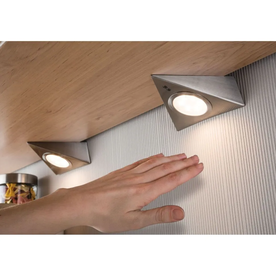 LED-kalustevalaisin Paulmann, 3kpl, 2.8W, 14x11cm, 170lm, harjattu rauta