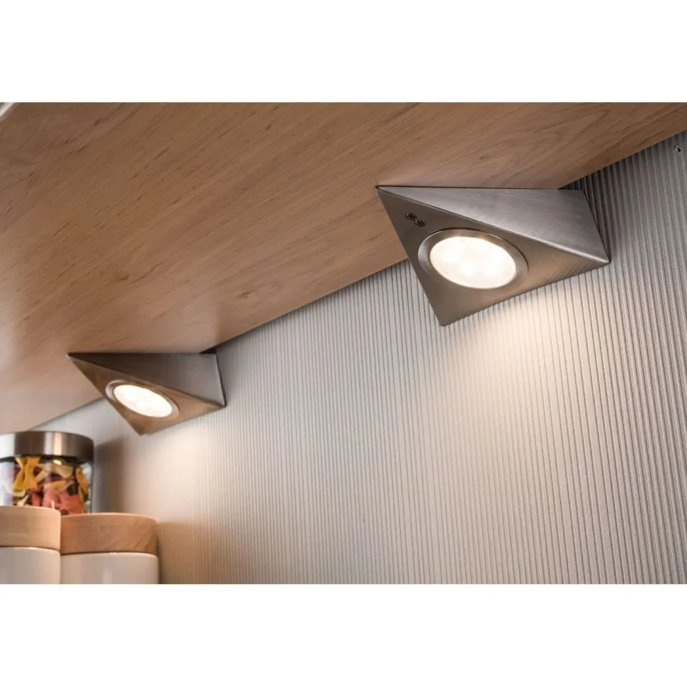 LED-kalustevalaisin Paulmann, 3kpl, 2.8W, 14x11cm, 170lm, harjattu rauta