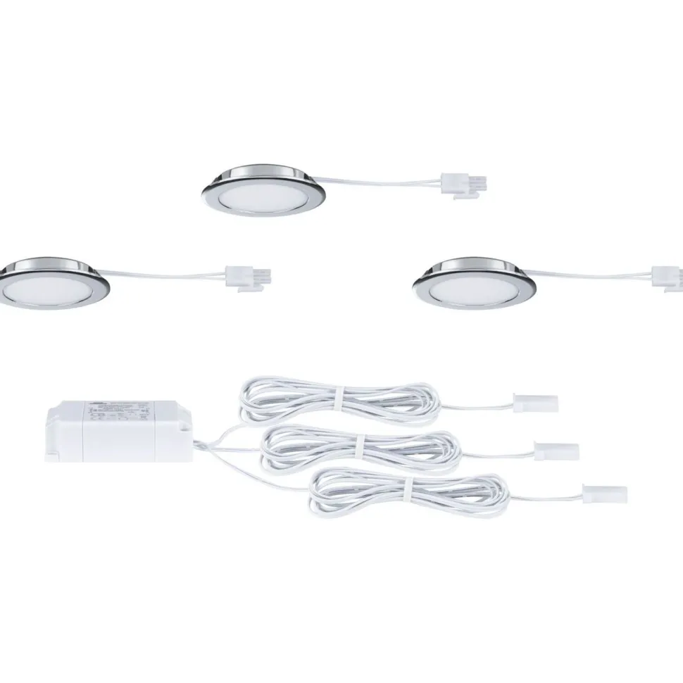 LED-kalustevalaisin Paulmann Ø65mm 3000K upotettava 2.5W 180lm kromi, 3kpl/pkt
