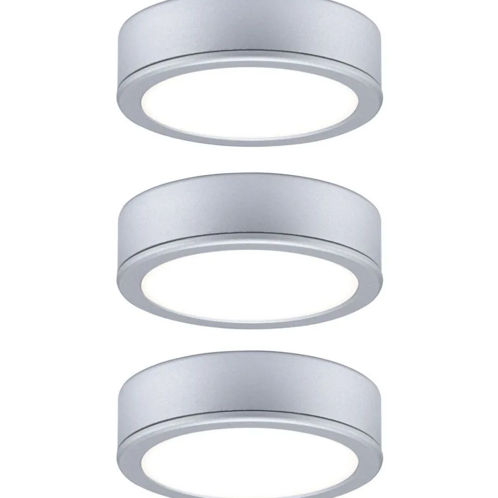 LED-kalustevalaisin Paulmann Pukk, 3kpl, 3.5W, 65mm, 210lm, mattakromi