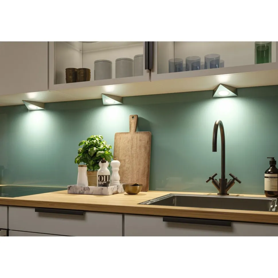 LED-kalustevalaisin Paulmann Trias 135x132mm 4000K liiketunnistin 2.7W 185lm harjattu rauta, 3kpl/pkt