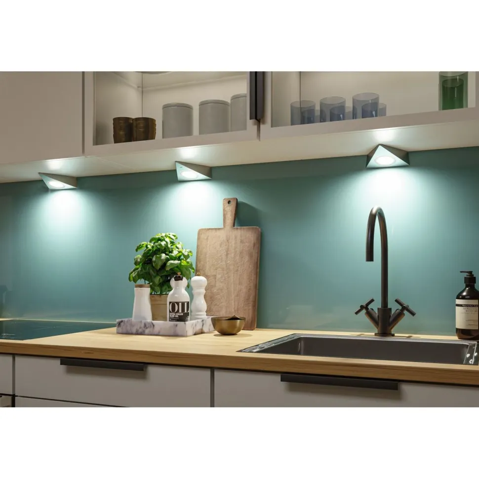 LED-kalustevalaisin Paulmann Trias 135x132mm 4000K liiketunnistin 2.7W 185lm harjattu rauta, 3kpl/pkt