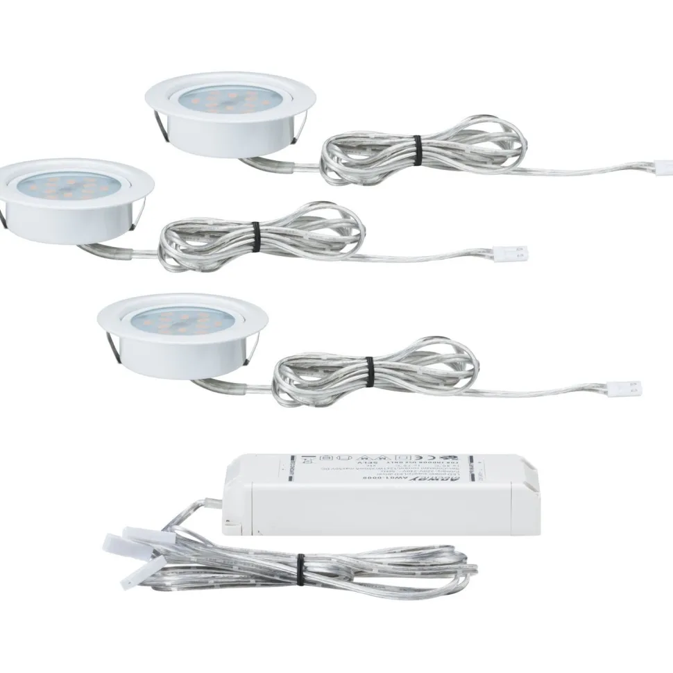 LED-kalustevalaisinsetti Micro Line 3x4,5W Ø 65 mm 3 kpl valkoinen