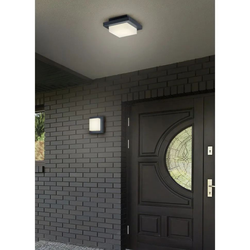 LED-katto-/seinävalaisin Hondo 140x140x65 mm antrasiitti