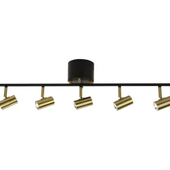 LED-kattospotti Aneta Lighting Gusto 5-osainen suora himmennettävä musta/mattamessinki