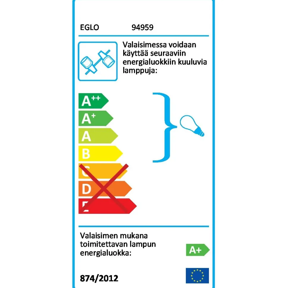 LED-kattospotti Eglo Sarria 2-osainen valkoinen kromi 94959