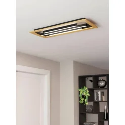 LED-Kattovalaisin Eglo Tirrenara 78x30,5cm värivaihto + kaukosäädin musta/puu